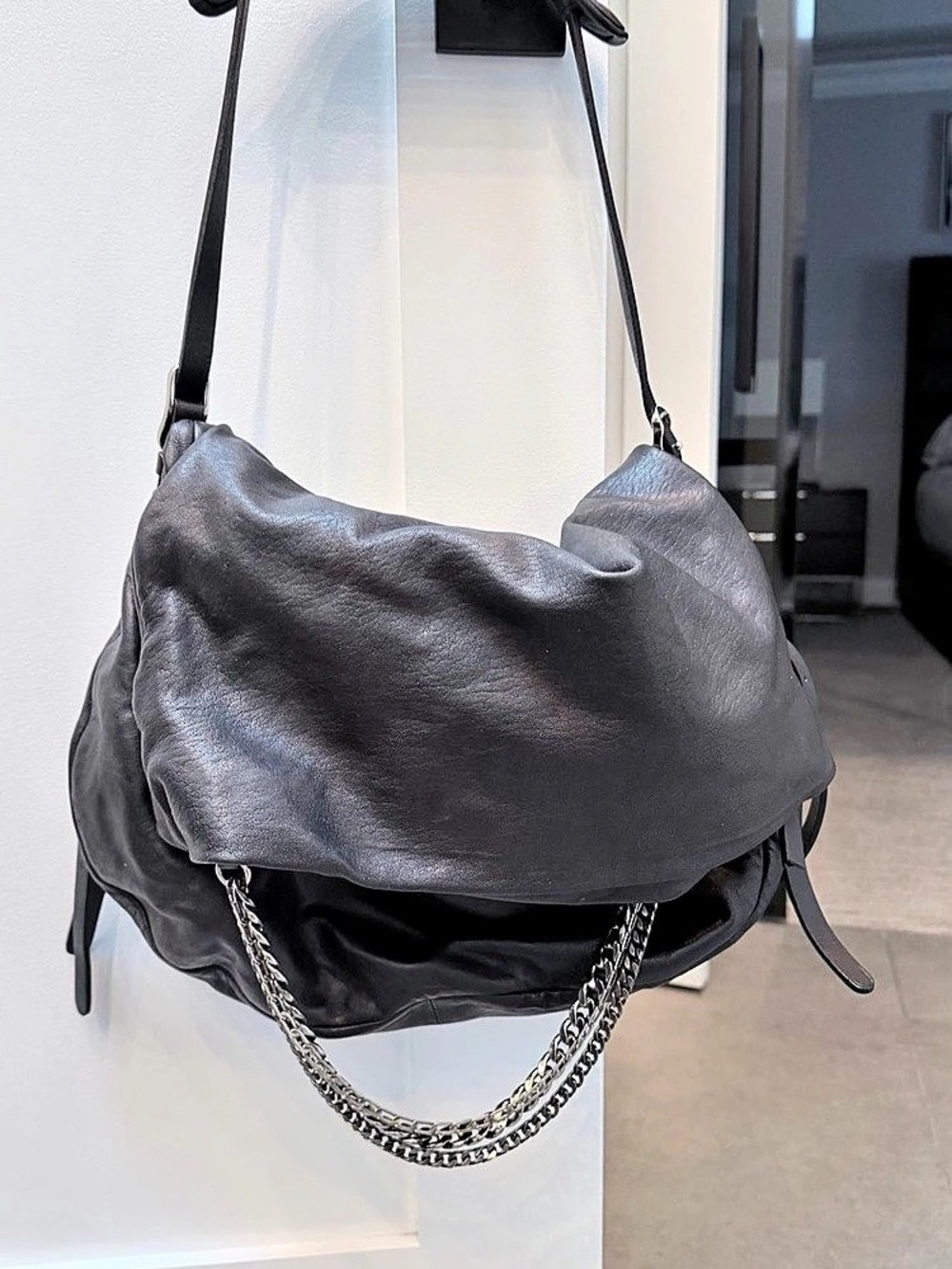 Jimmy Choo Black Leather Shoulder Bag